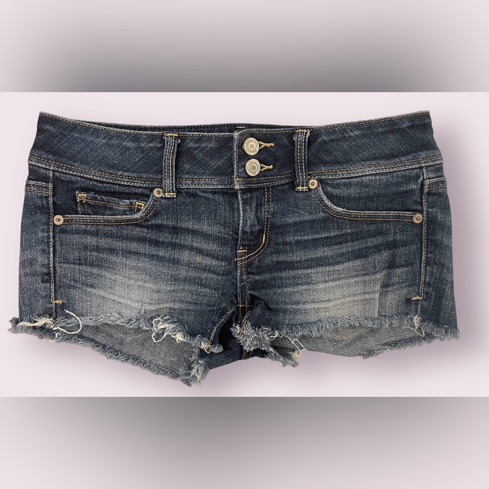 Vintage Y2K 2000s American Eagle Distressed Denim Micro Mini Jean Shorts
